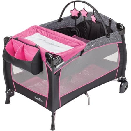 pink and black pack n play